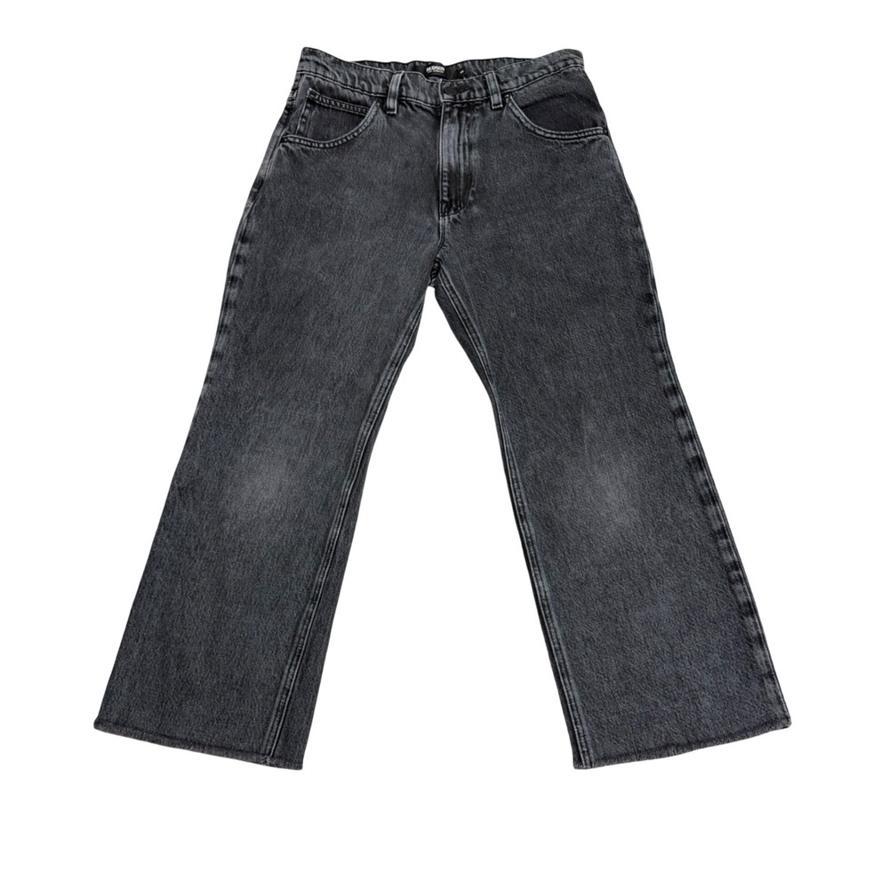 Hudson Jeans Sloane Extreme Baggy  Black Wide‎ Leg Faded Cropped Raw Hem Size 25